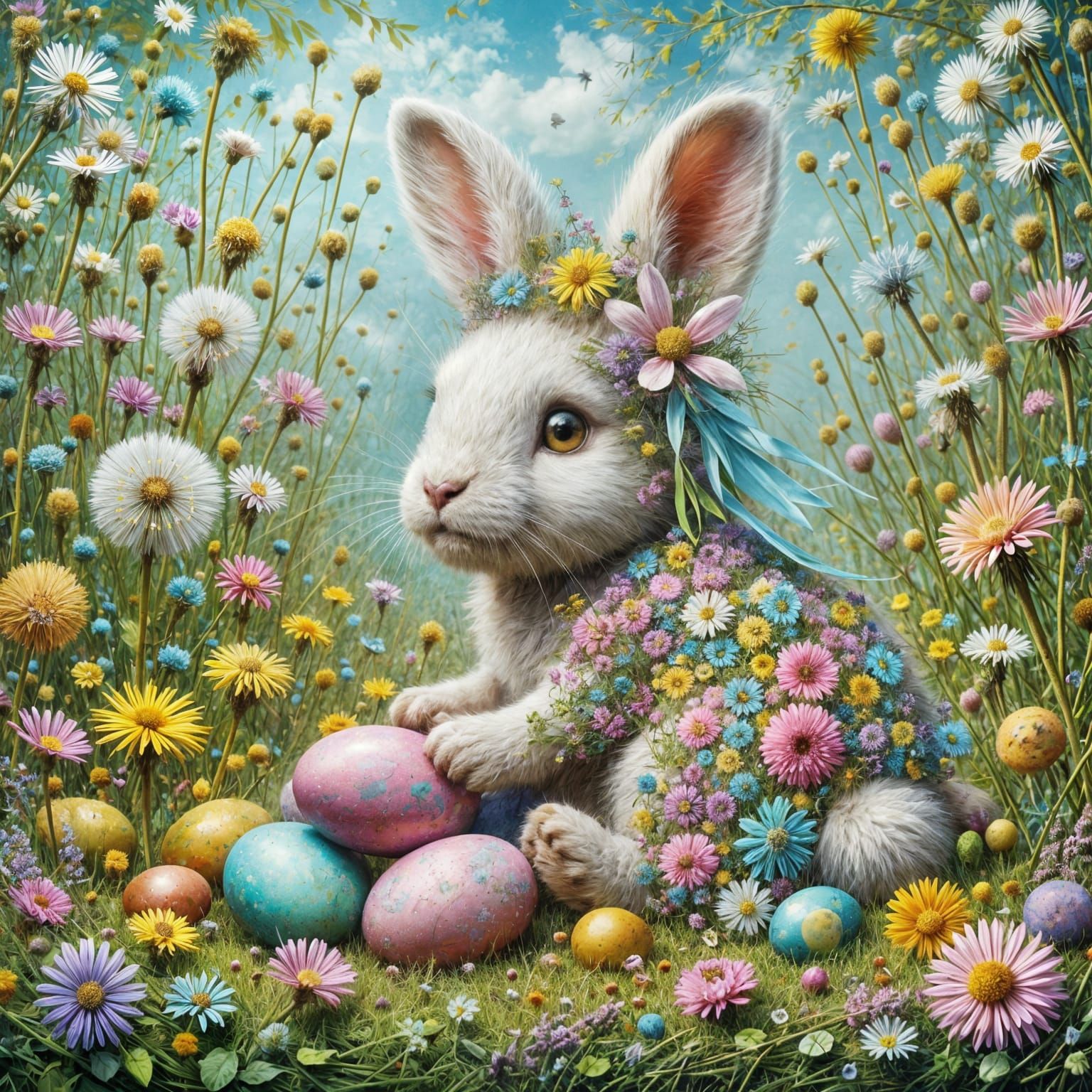 Vibrant Easter Eggs Hidden in Dandelion Fields