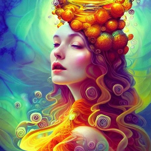 Honey Goddess in Forest with Amber Magic