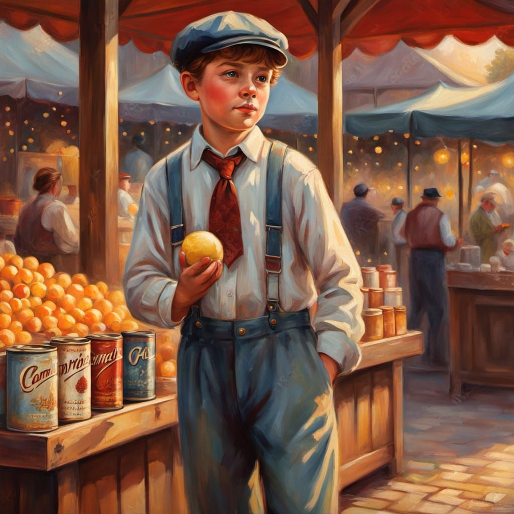 Idyllic Fairground Scene in Whimsical Oil Painting Style