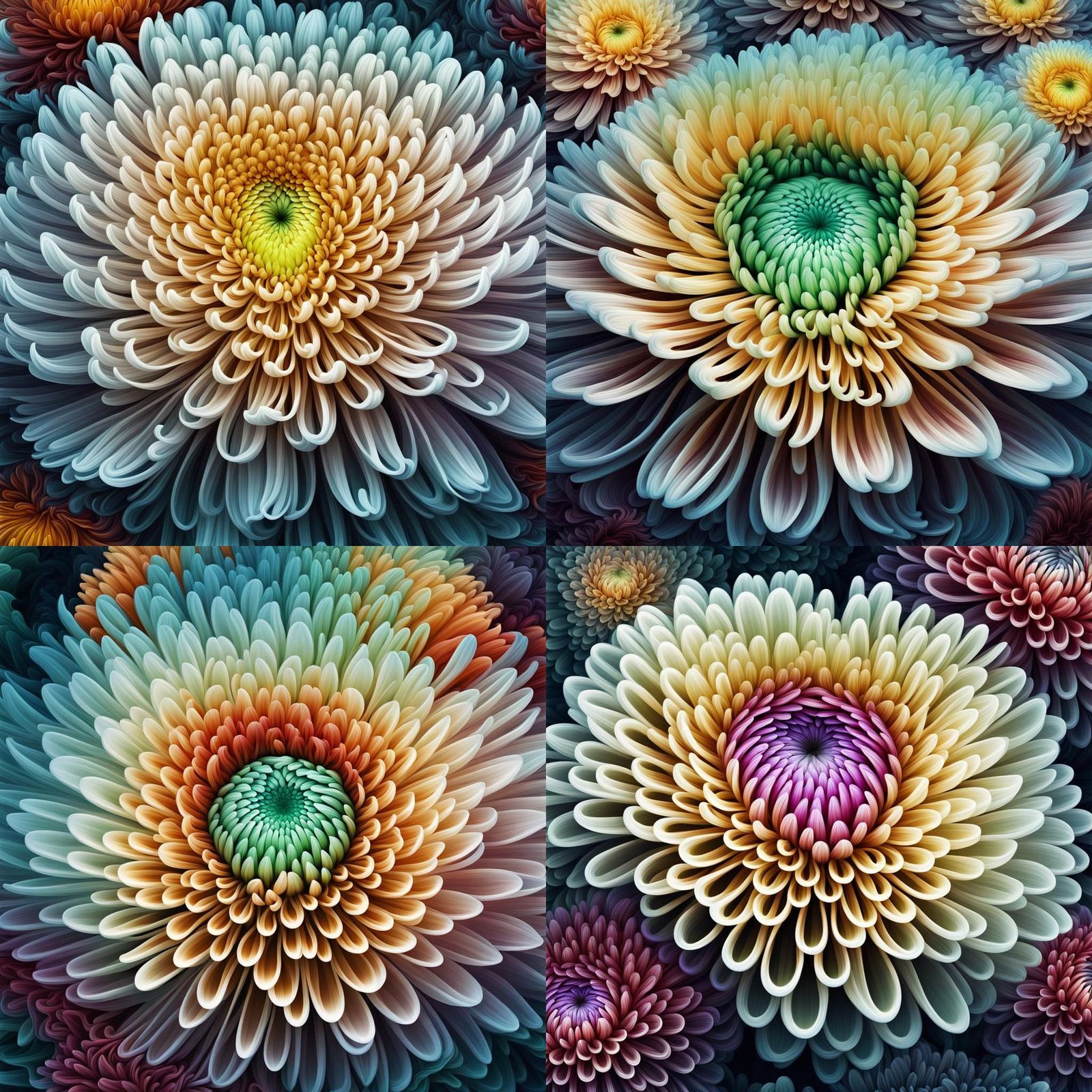 Surreal Fractal Chrysanthemum Garden in Abstract Art