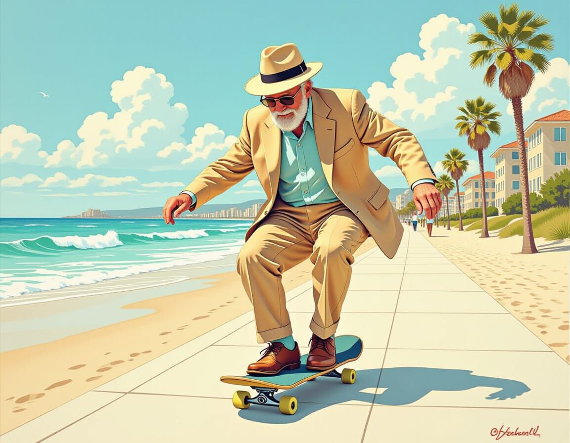 Skateboarding Grandpa