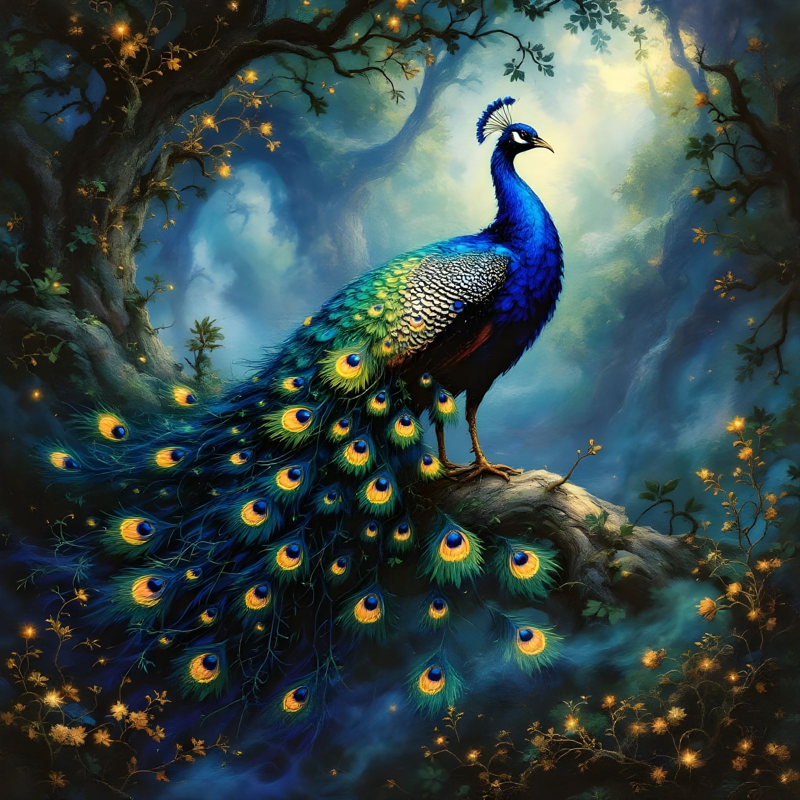 Ethereal Peacock in Vibrant Colors