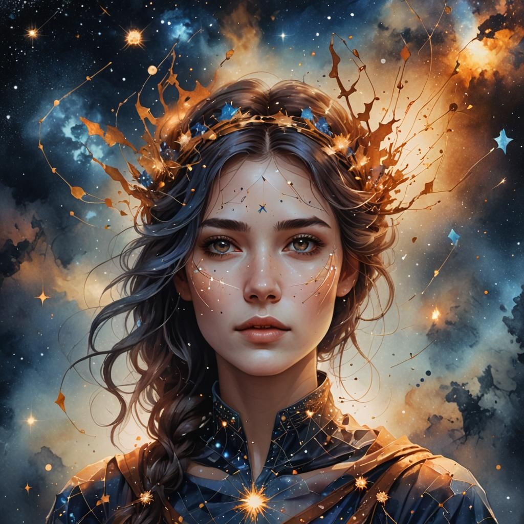 Constellation Woman: A Watercolor Fantasy Portrait