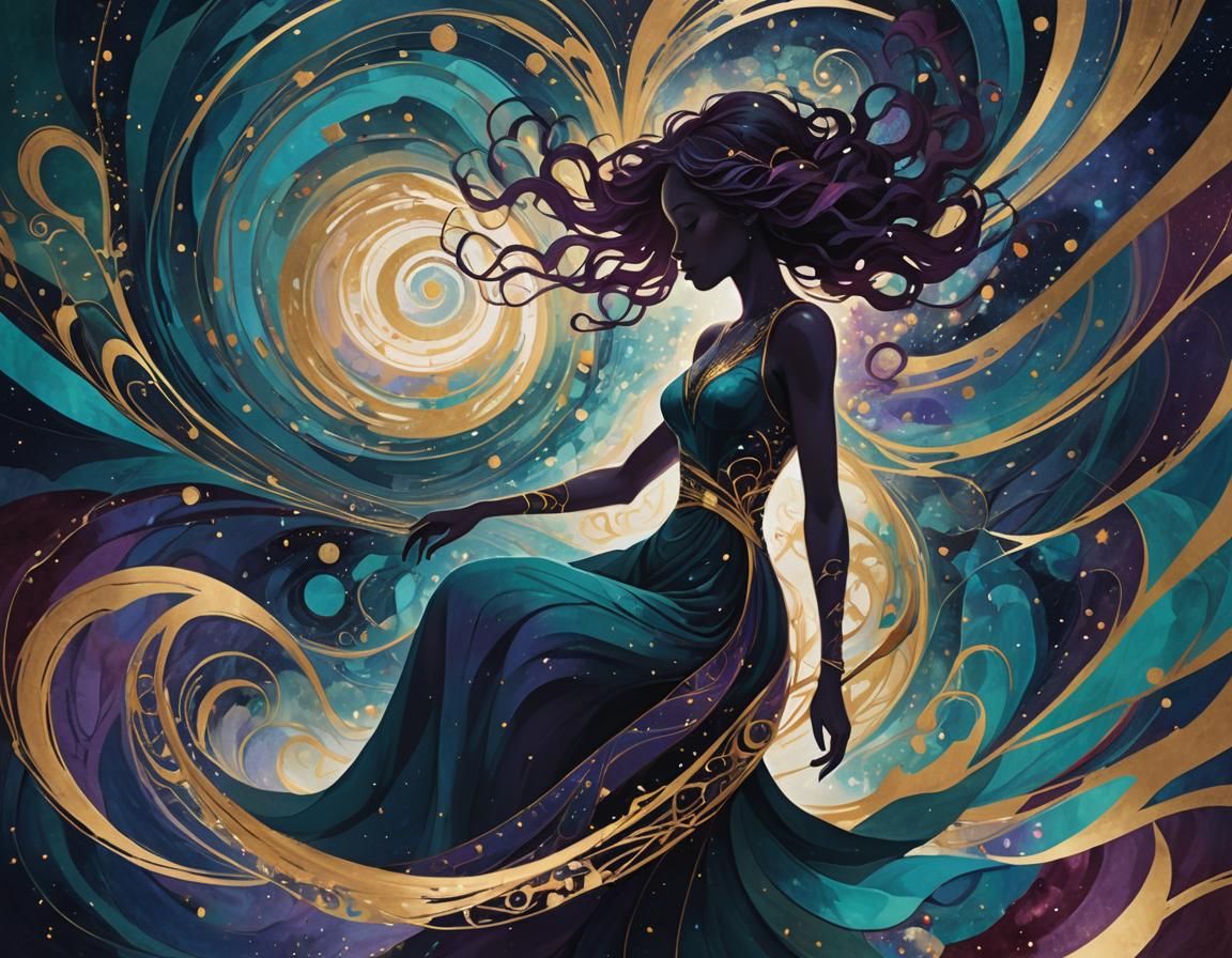 Cosmic Silhouette Ascending: Abstract Concept Art