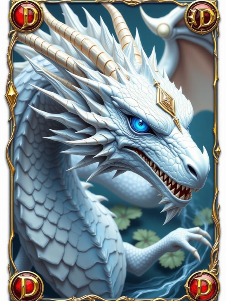 Majestic Blue-Eyed White Dragon in 3D Render