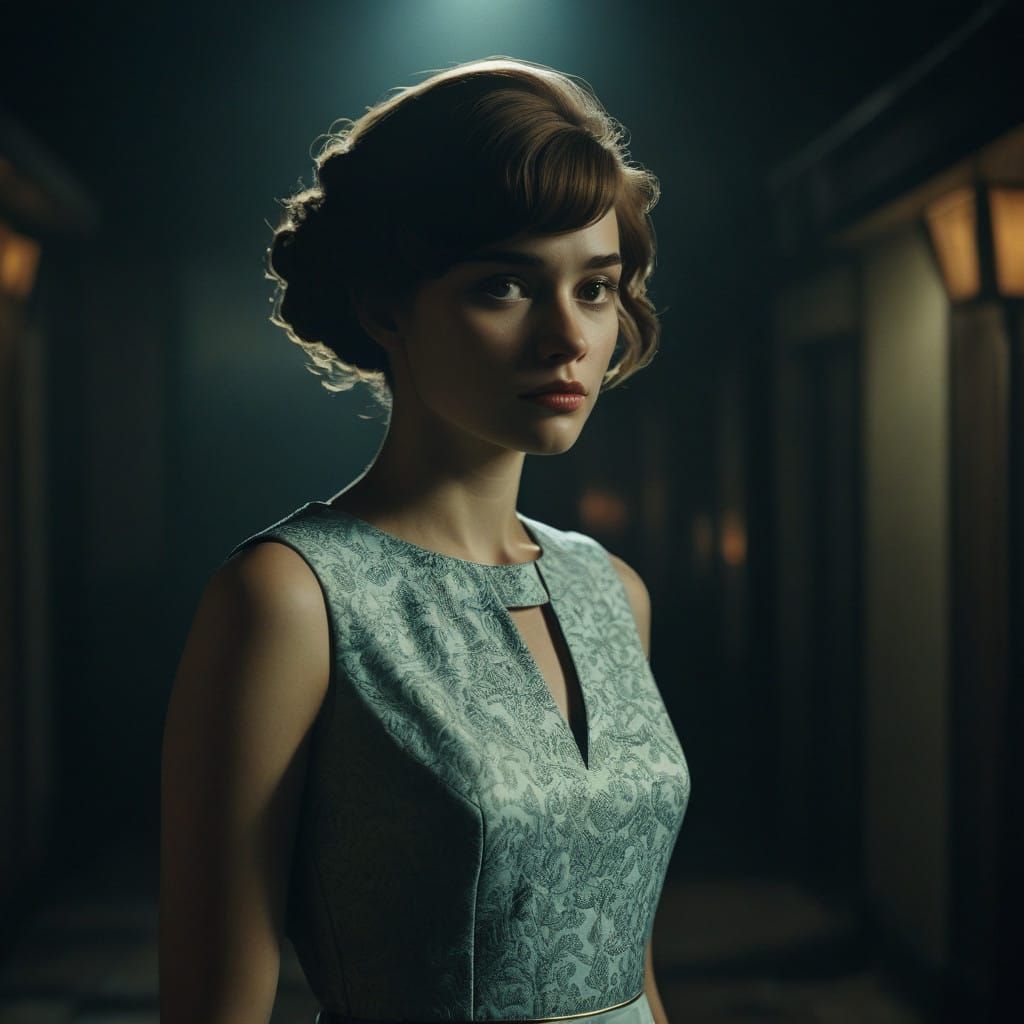 Vintage Glamour Woman in Moody Lighting