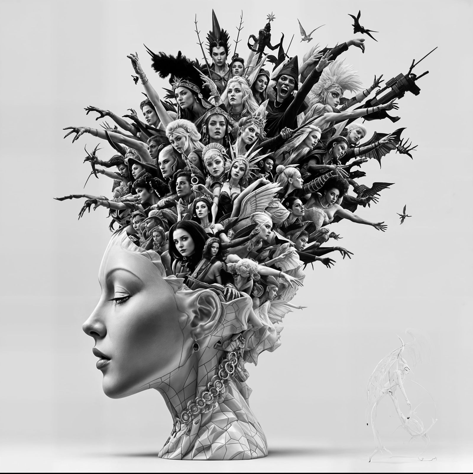 Eclectic Fantasy Characters Explode from Profile Face