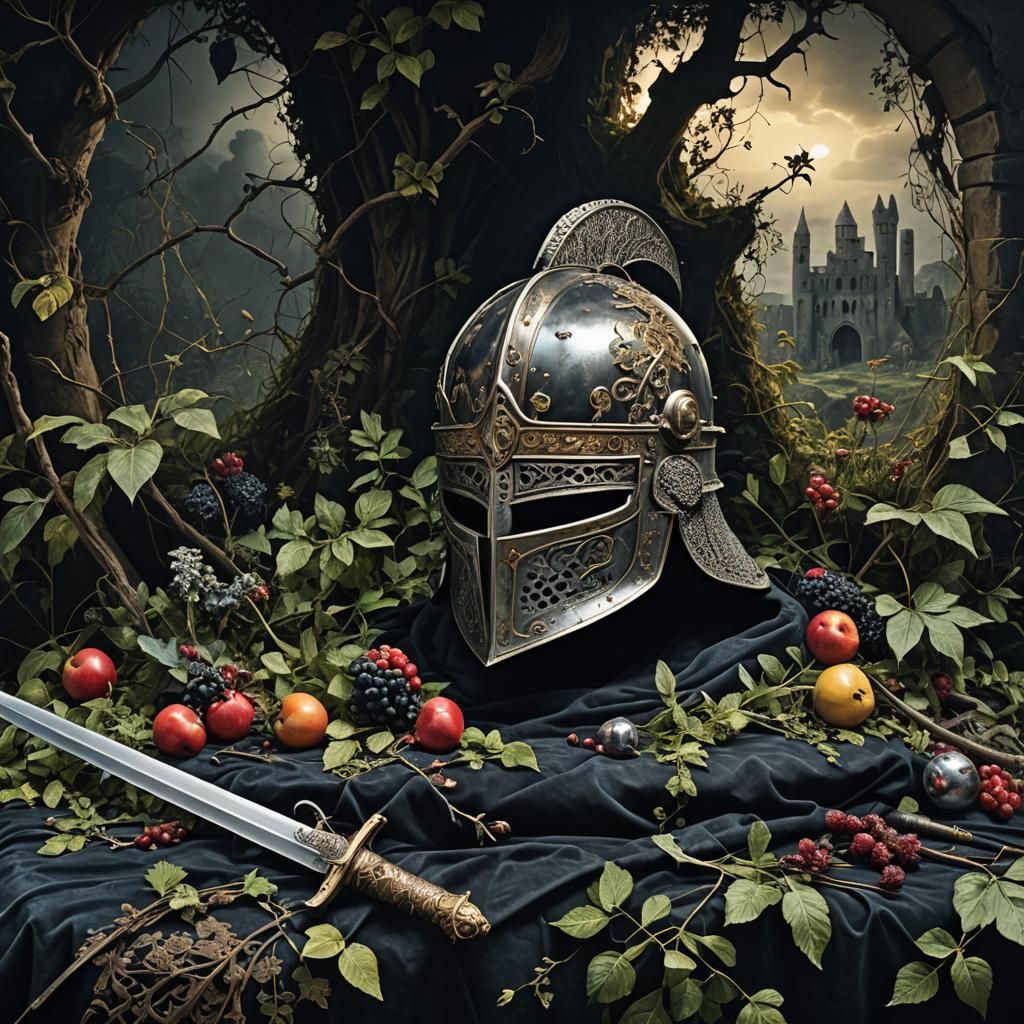 Surreal Knight Still Life with Fortress