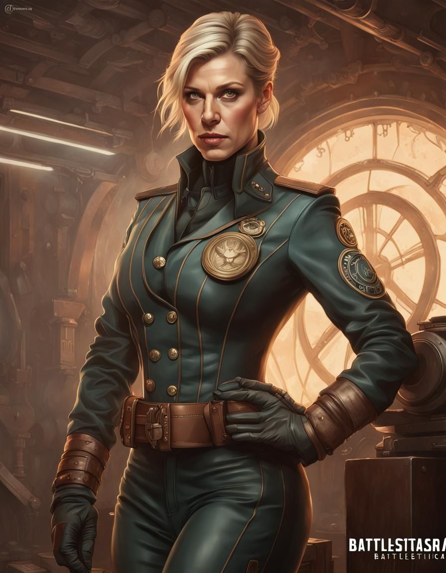 Starbuck in Steampunk Uniform: 8K Portrait
