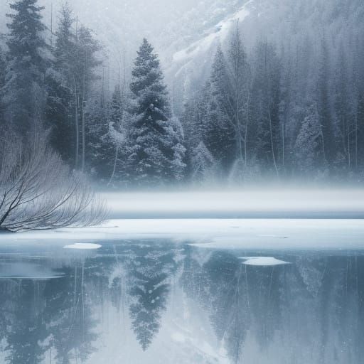 Frozen Winter Wonderland in Cinematic Film Still Style