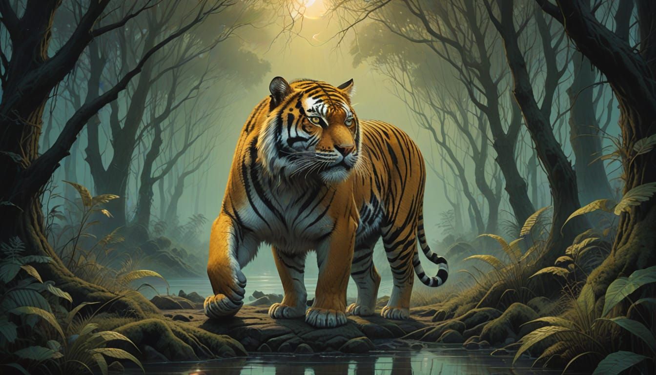 Mystical Tiger Radiates Inner Strength and Wisdom