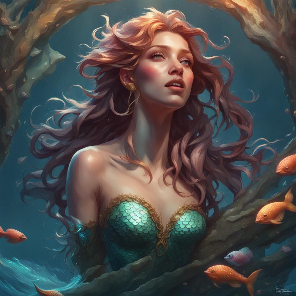 Enchanting Mermaid Portrait in Hyperdetailed Style