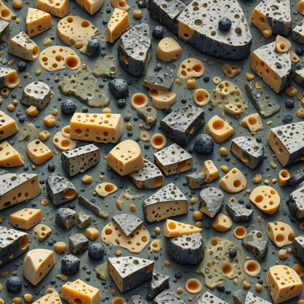 Fantastical Cheese with Holes: Detailed Matte Painting
