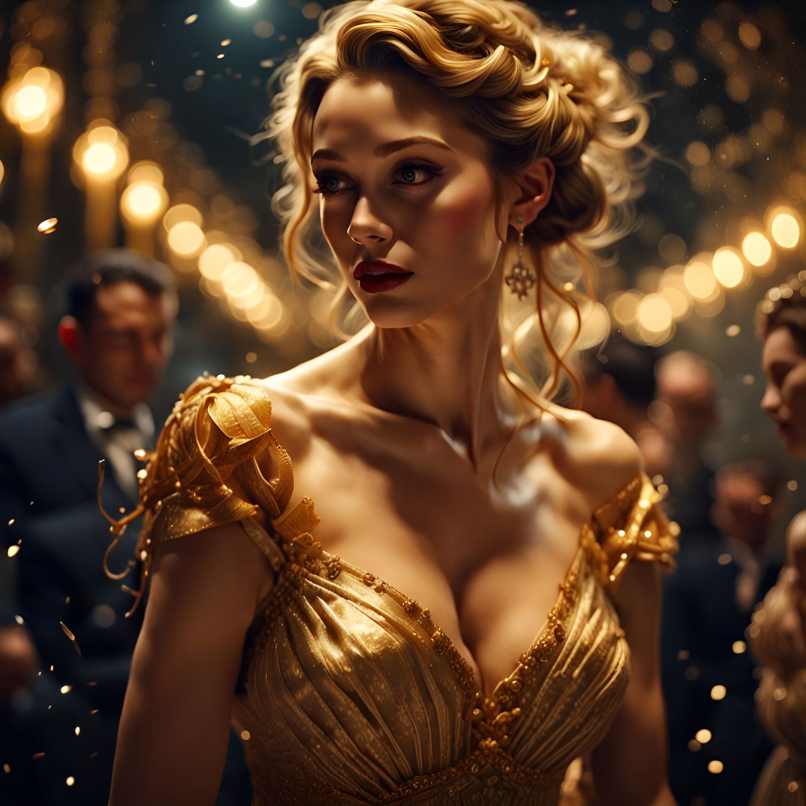 Golden Bride in Moonlight, Digital Art