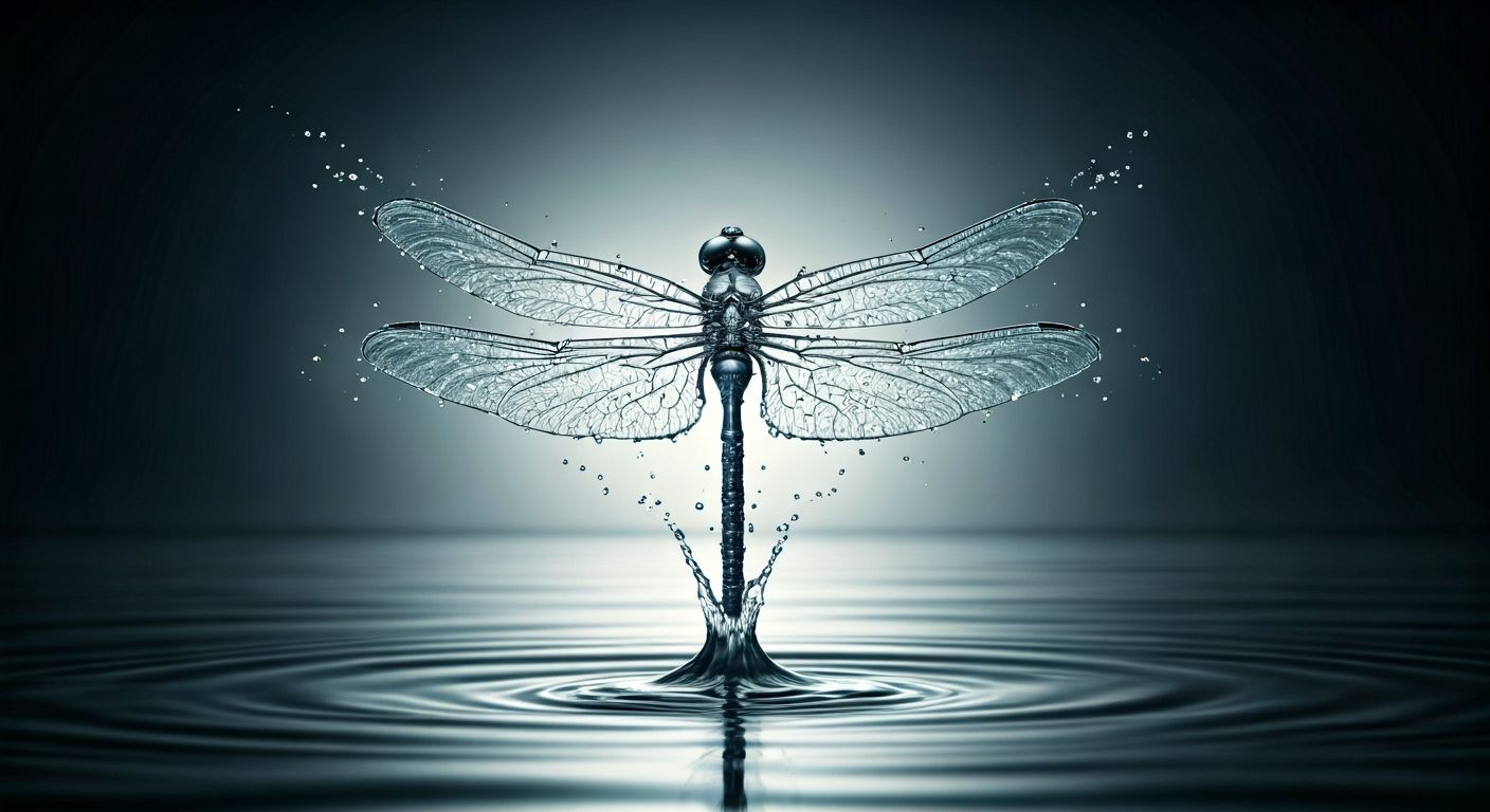 Hyperrealistic Dragonfly of Splashing Water