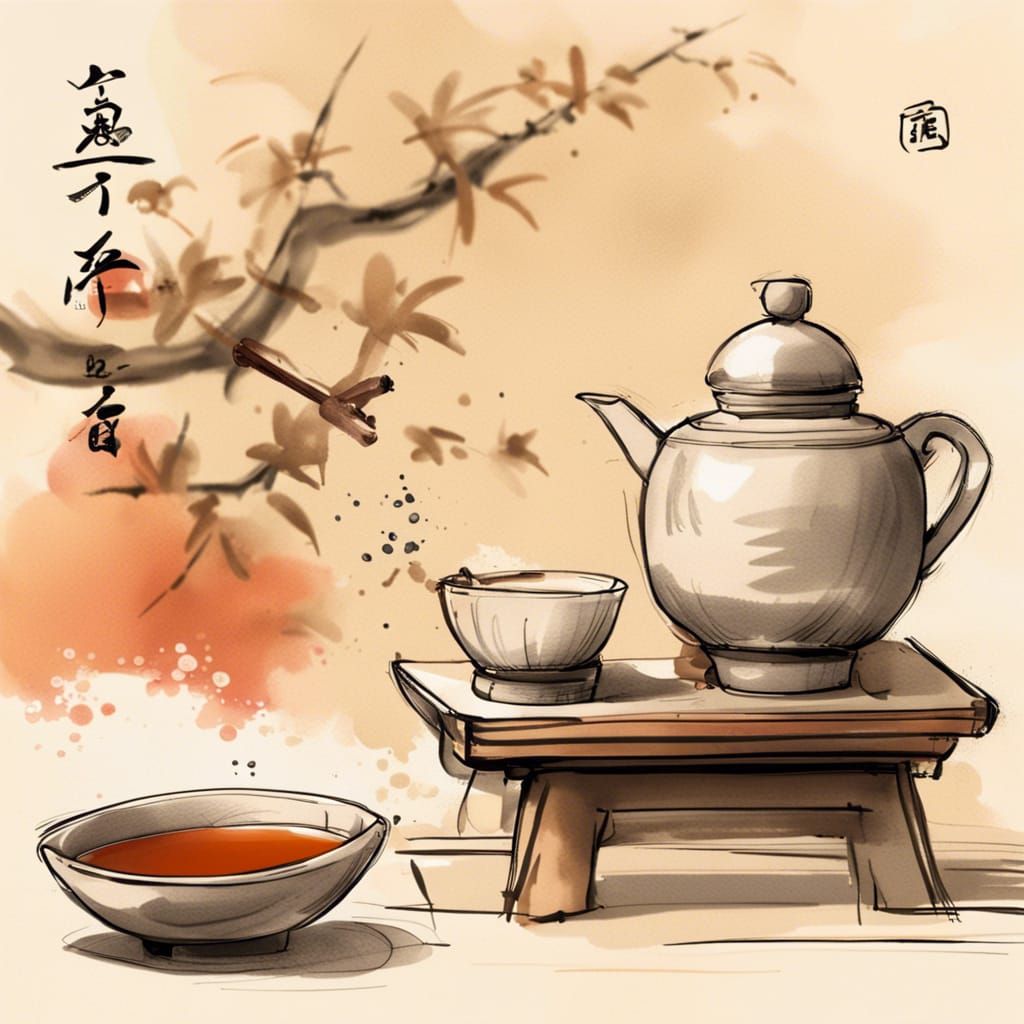 Authentic Japanese Tea Ceremony Design Sketch