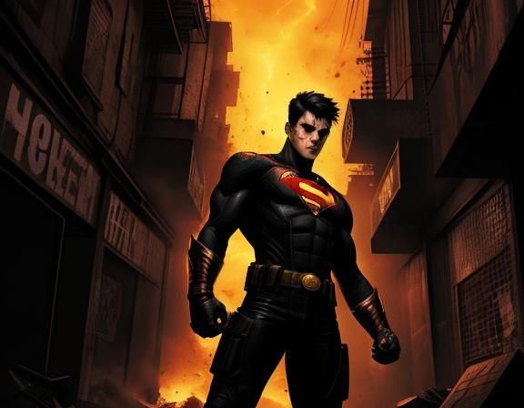 Teenage Superhero in Dark Alley: Comic Book Art
