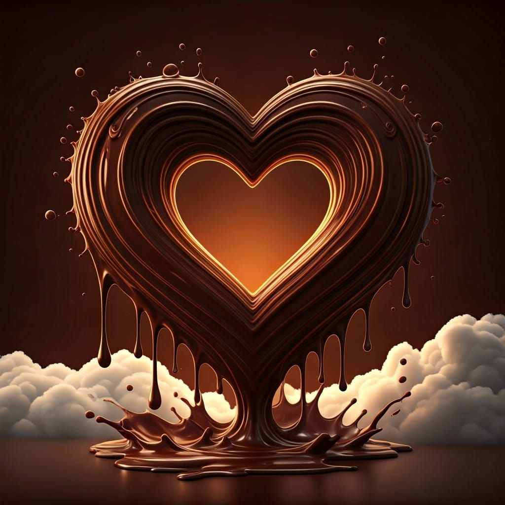 Floating Chocolate Heart Sculpture in Surreal Style