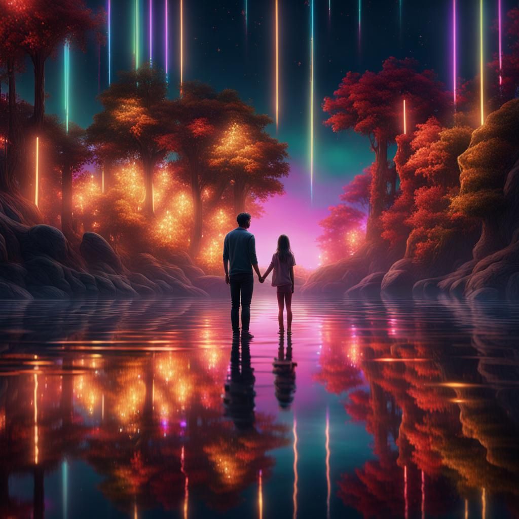 Father and Daughter Reflection: Fantasy Concept Art