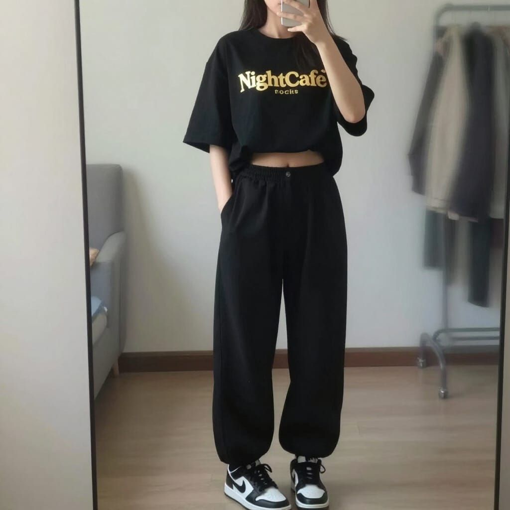 Woman in Glowing Top Posing for Mirror Selfie