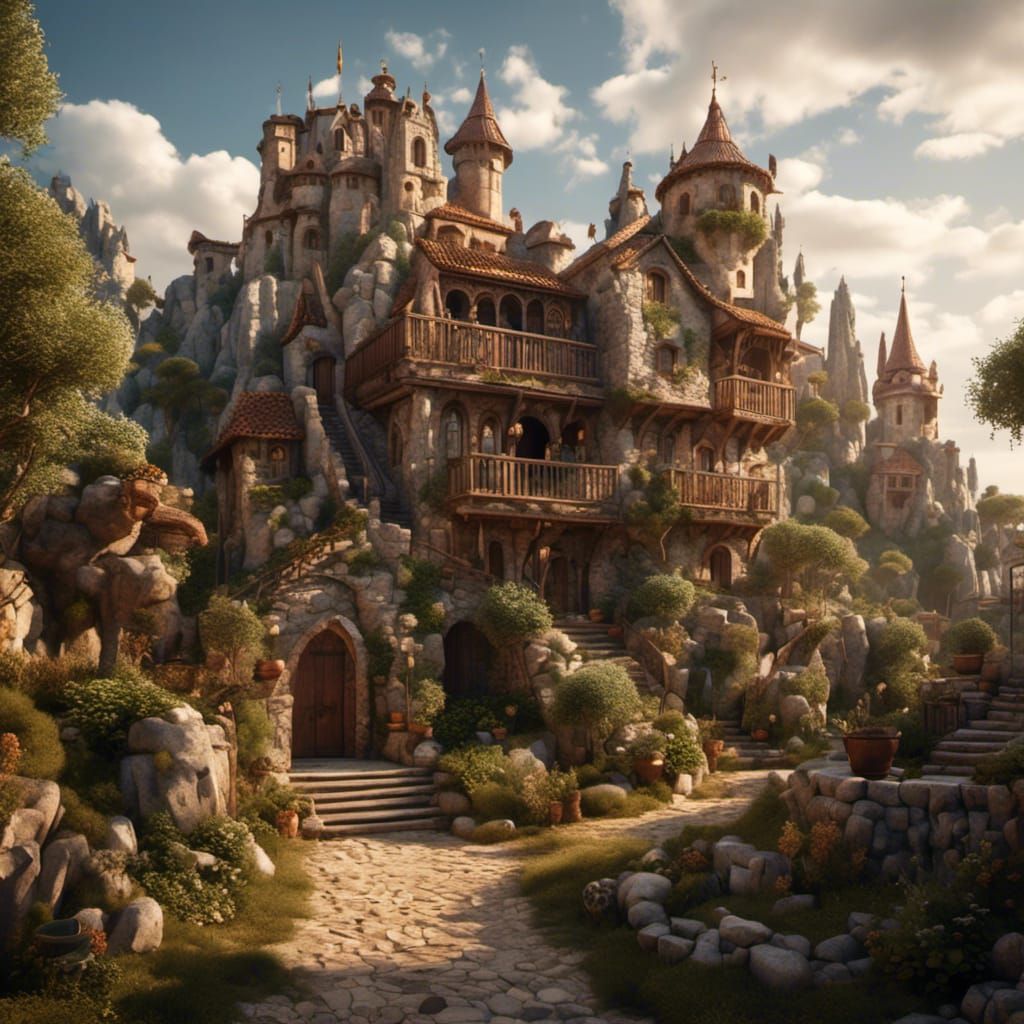 Medieval Barcelona Detailed Matte Painting