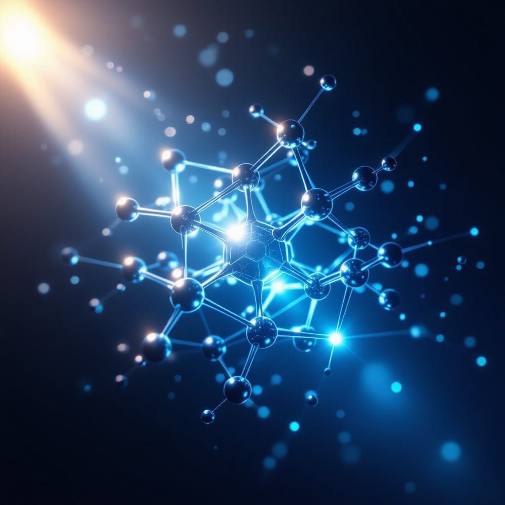 Ultra-Realistic Molecular Structure Glowing Blue