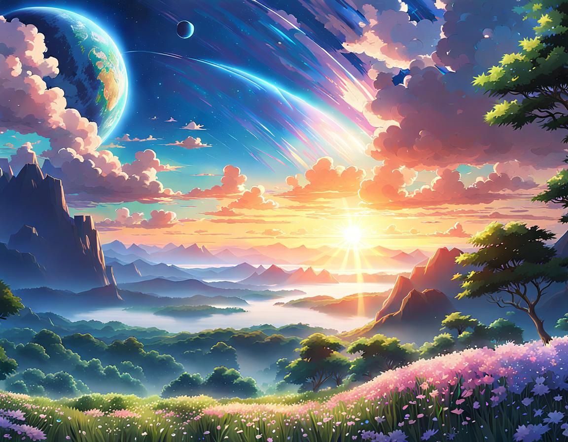 Anime scene of a beautiful sky 2