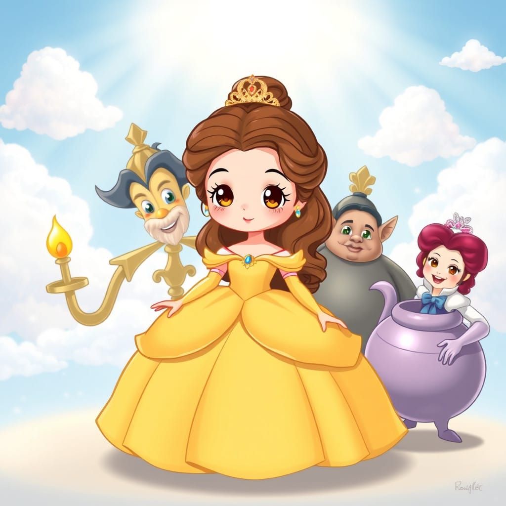 Chibi Belle in Whimsical Fantasy Setting