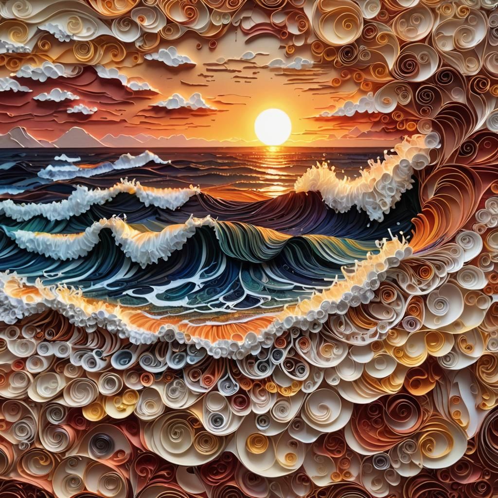Australian Sunset with Volumetric Lighting as Quilling
