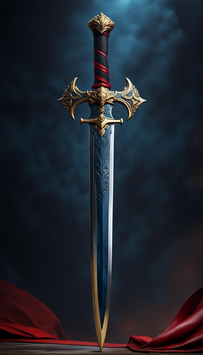 Falchion Sword with Dragon Pommel: Fantasy Concept Art
