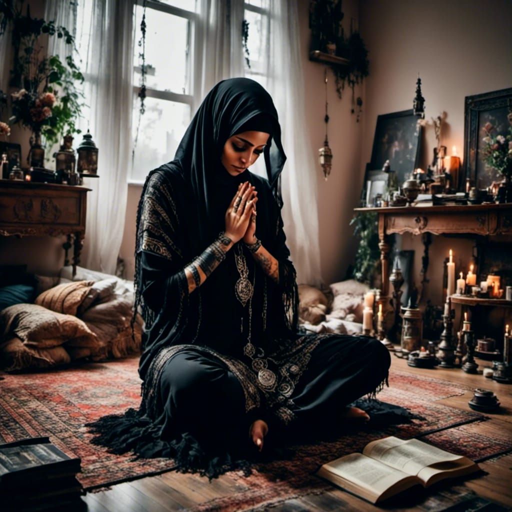 Muslima praying at home