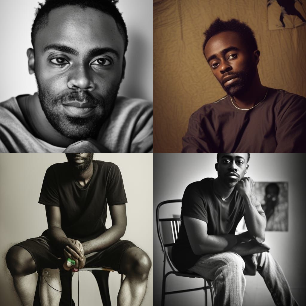 Realistic Portrait of a Black Artist in Studio