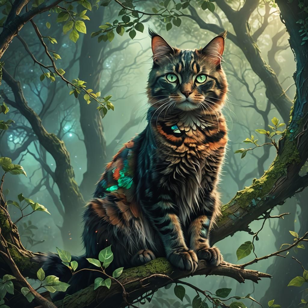 Fantasy Cat Portrait with Ethereal Lighting