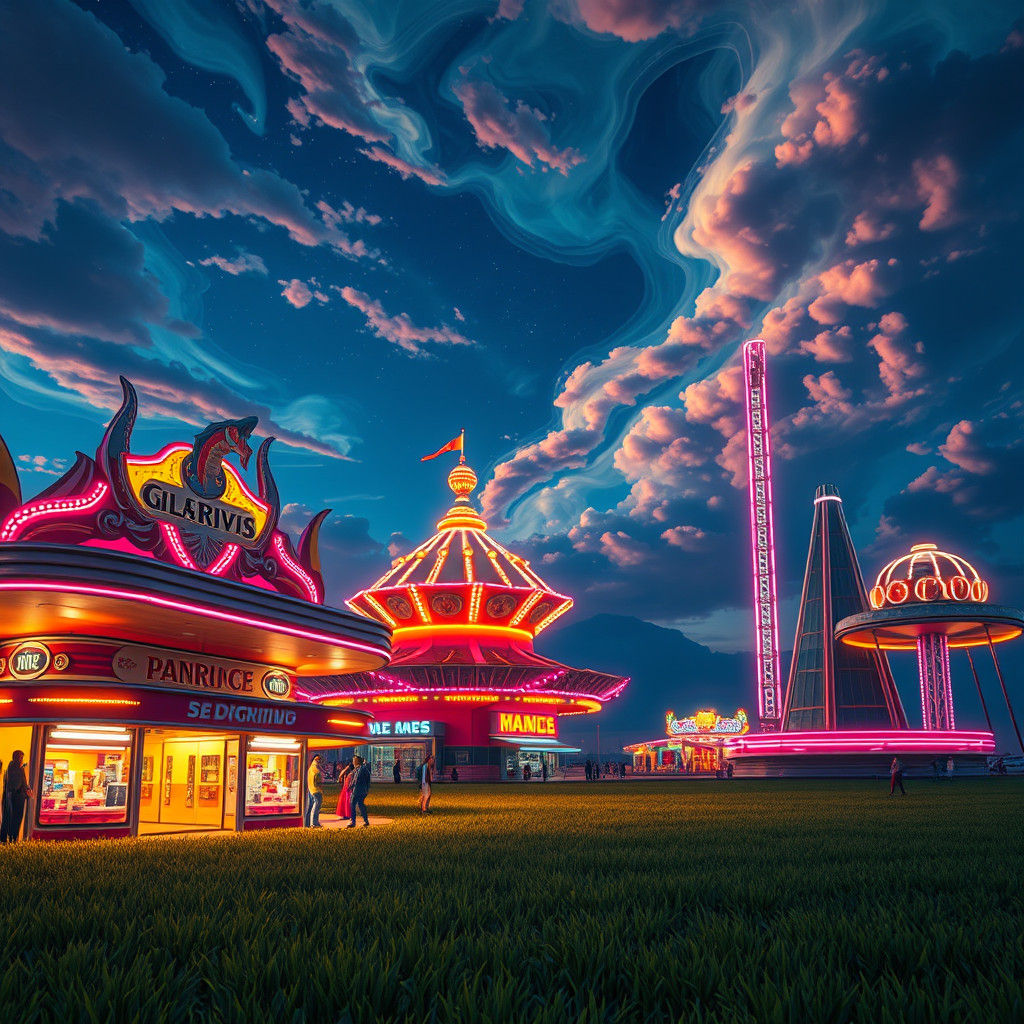 Futuristic Neon Carnival at Dusk in 8k