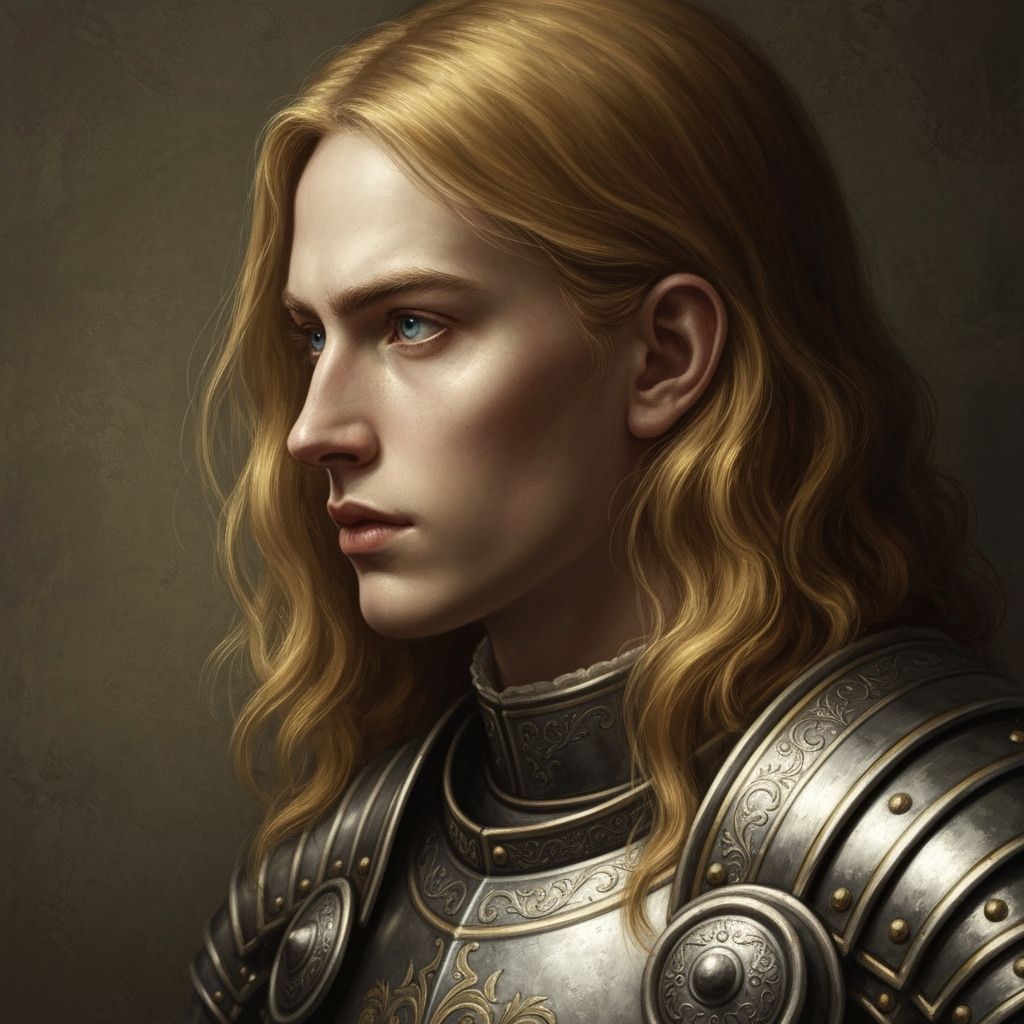 Young Knight Portrait in Neoclassical Painting Style