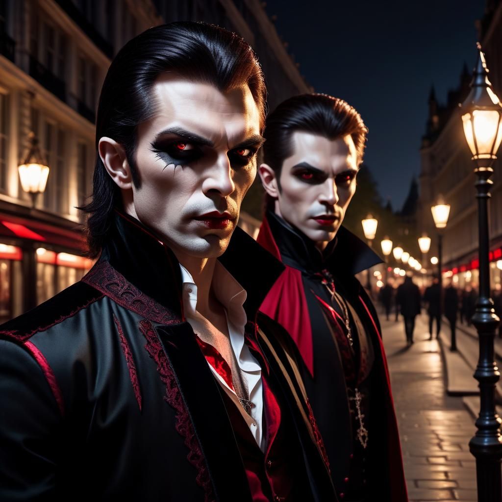 Vampires Stalk Prey in London, Gothic Art