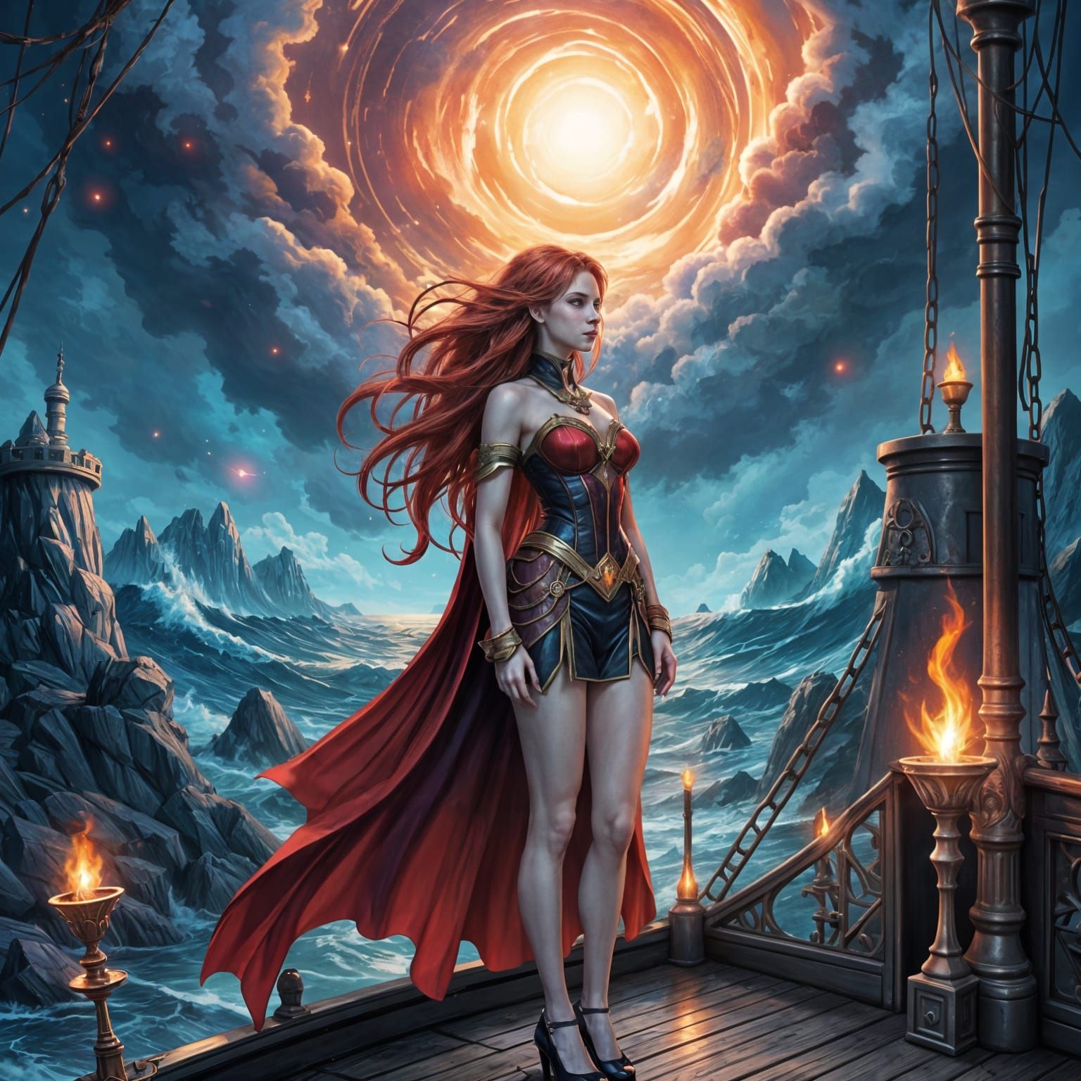 Astral Storm Warship Woman in Anime Style