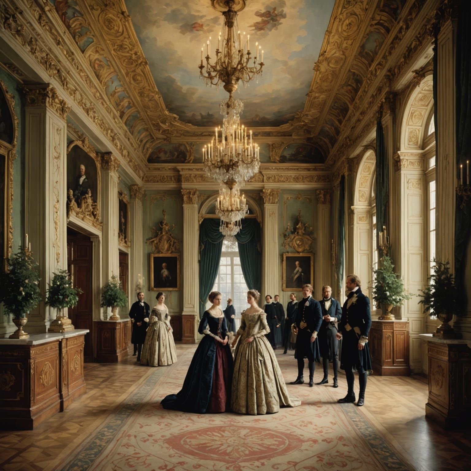 Slavic Palace Foyer in Winter Evening Fantasy