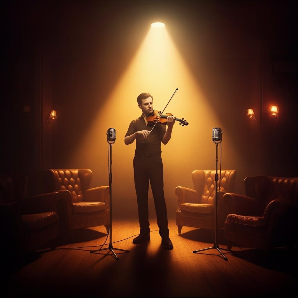 Moody Jazz Club Scene in Neon Impressionist Style