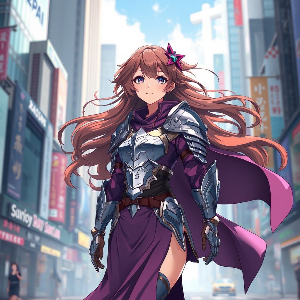 Picture a modern-day anime knight, a 16-year-old girl with f...