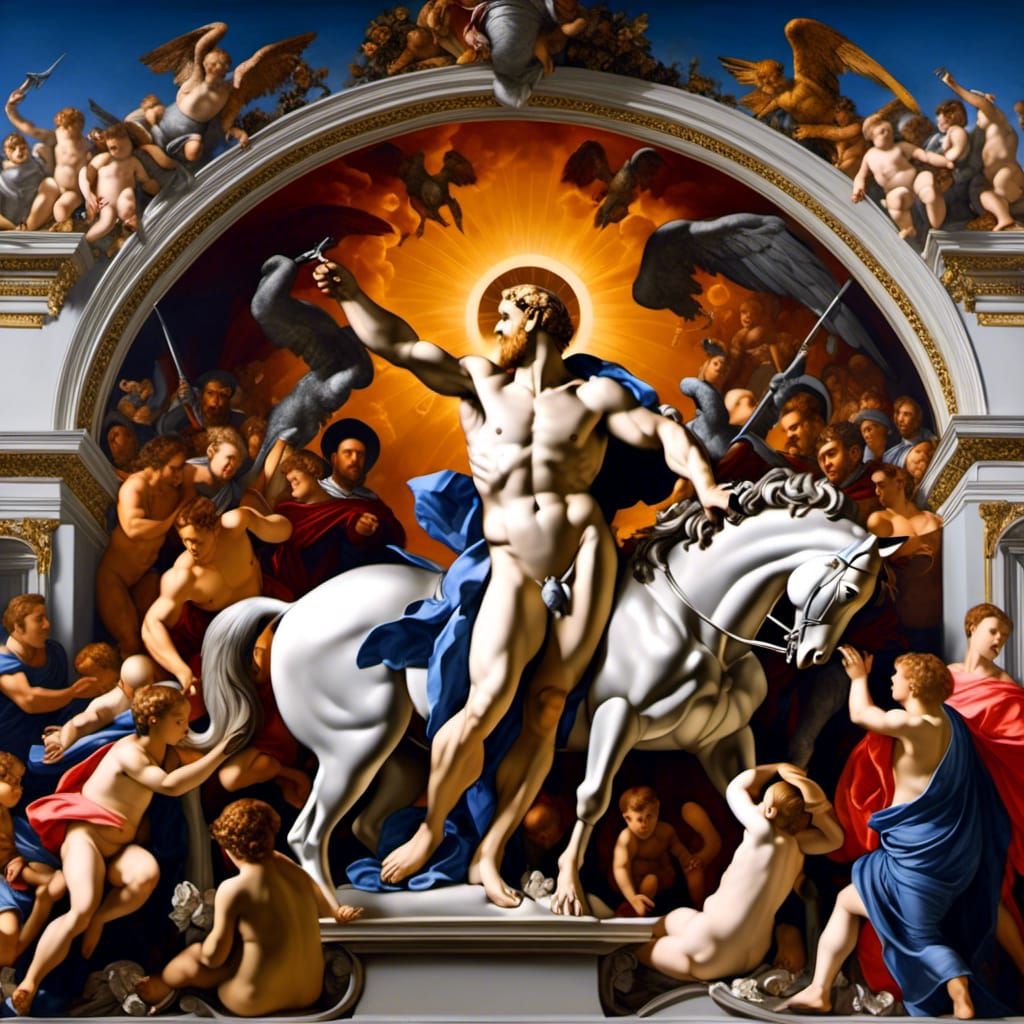 A breathtaking Michelangelo inspired Painting of Human Nature