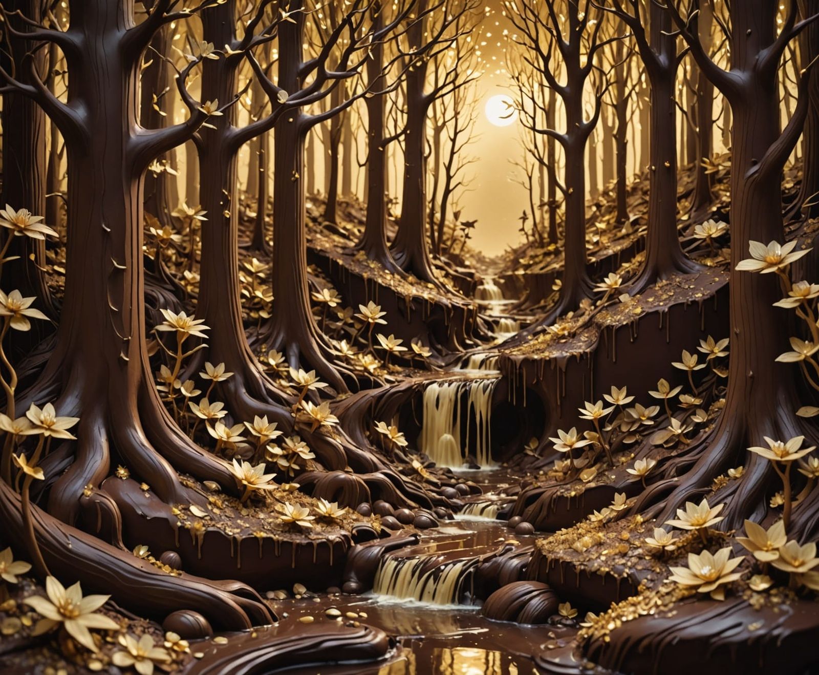 Chocolate Fantasy Forest with Golden Stream