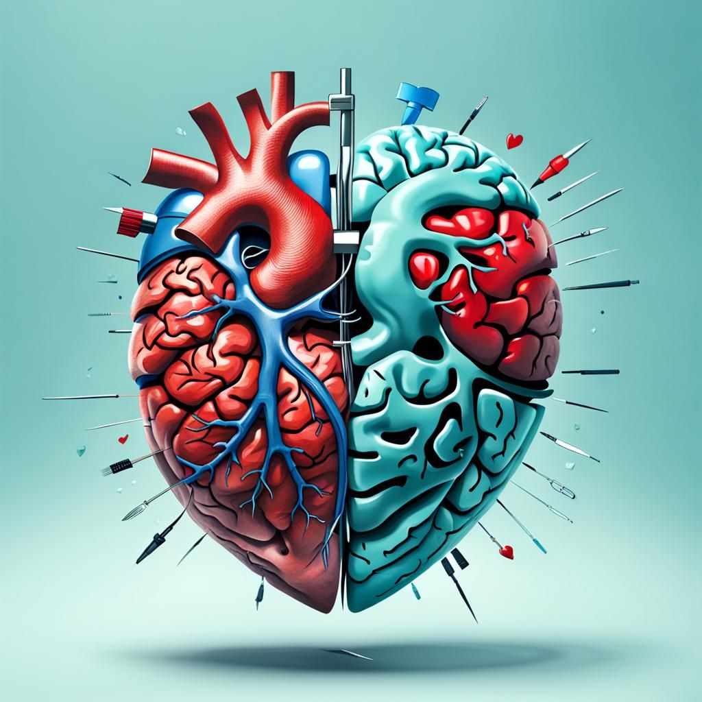 Surreal Half Brain Half Heart Anatomy