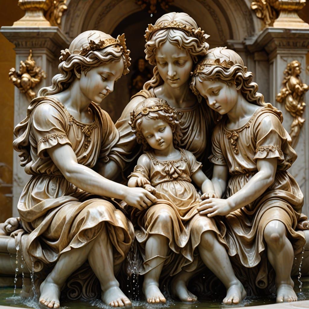 Baroque Mother Goddess Fountain in Michelangelo Style