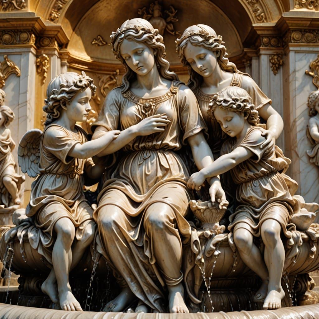 Baroque Fountain Sculpture in Michelangelo Style