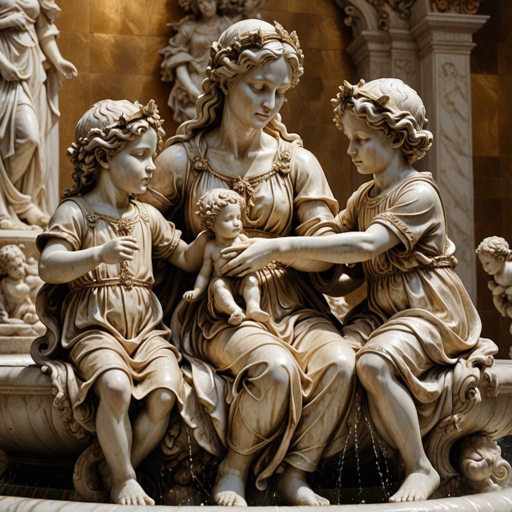 Baroque Fountain Sculpture of Mother Goddess