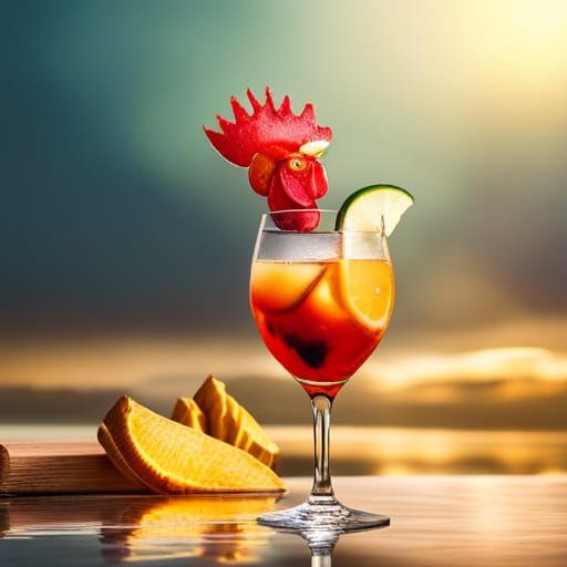 Rooster Cocktail: Hyperrealistic and Colorful