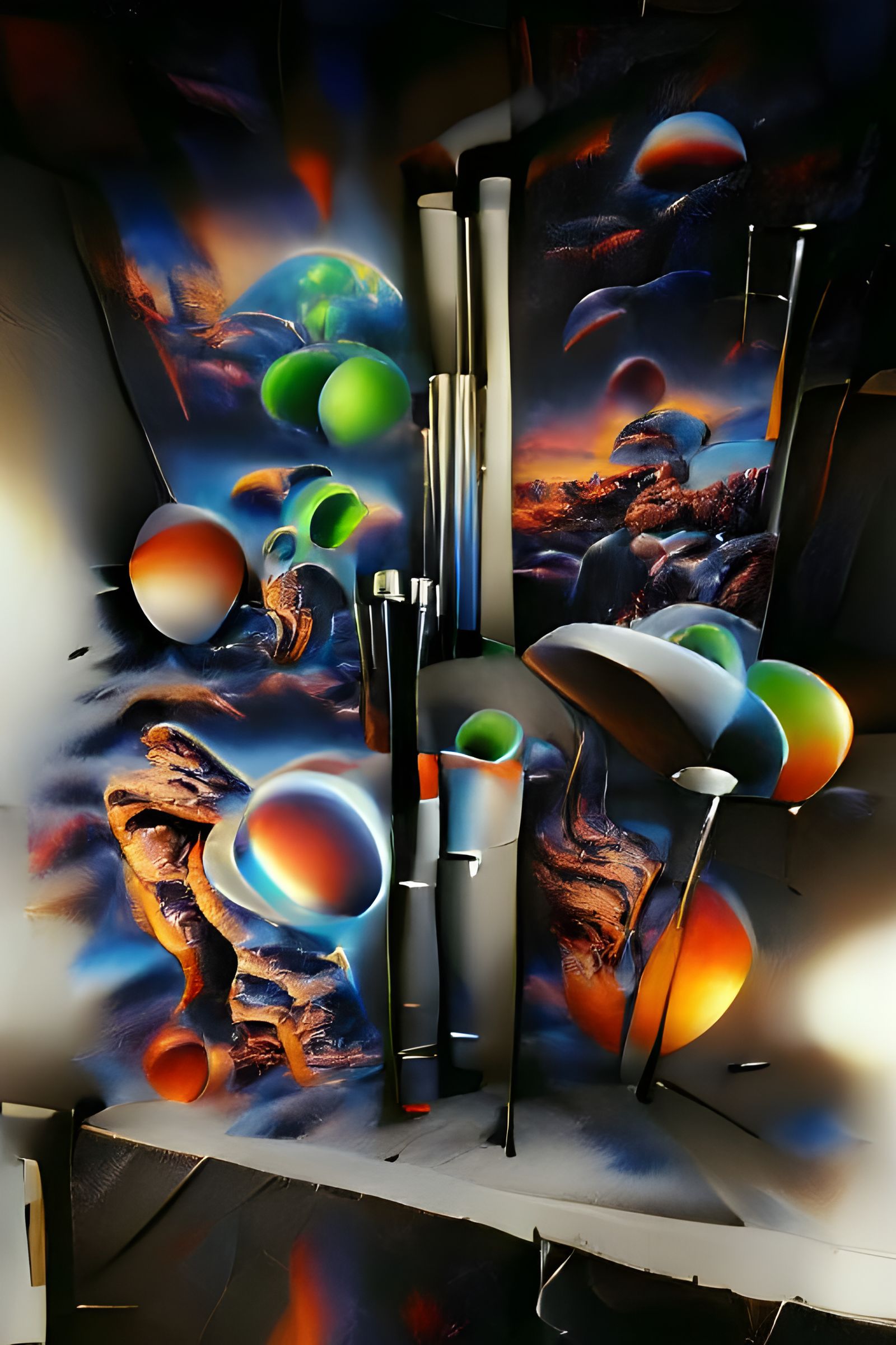 Planets in Airbrush Art Style with Engraved Details
