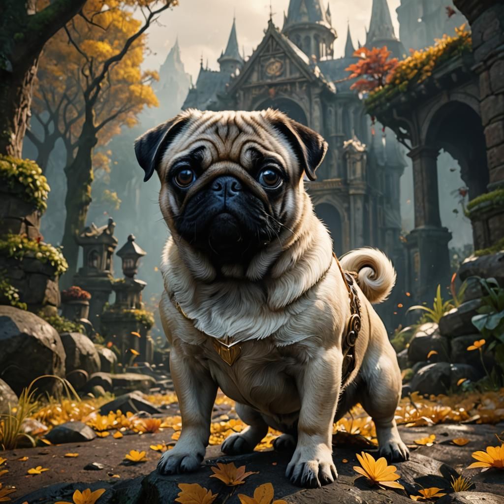 Detailed Matte Painting of a Pug in 8K