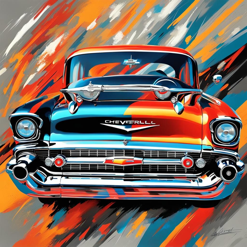 1957 Chevrolet Bel Air Drag Car in Abstract Art